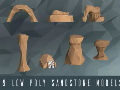 Low poly rocks sandstone Low-poly 3D model