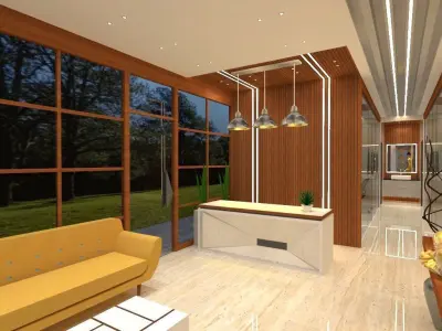 office conference room with walls and chairs 3D model