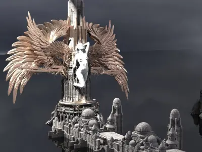 Steampunk Time Castle Tower 3D model