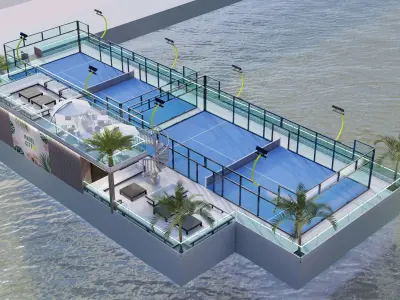 Padel Court Low-poly 3D model