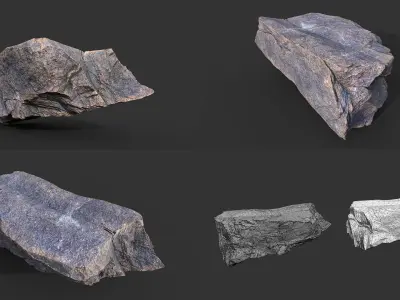 9 Simple Realistic Rocks - 250623 Low-poly 3D model