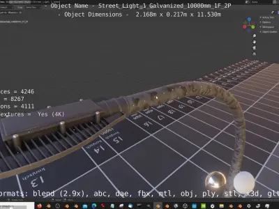 Street Light 1 Galvanized 10000mm 1F 2P Low-poly 3D model