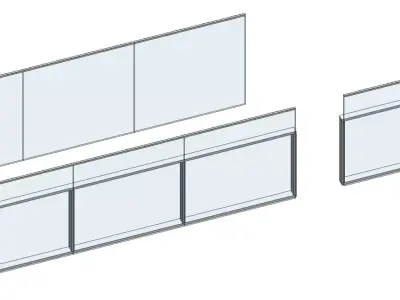 Glass Railing Parametric Revit family Volume01 3D model