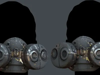 Gas mask helmet 3d model scifi Low-poly  Low-poly 3D model