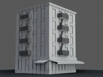Low poly Apartment Building Low-poly 3D model buy