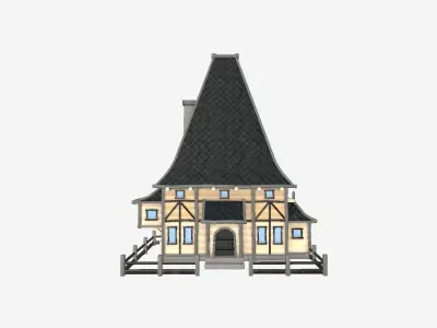 Medieval Building A05 Cartoon Black - Scenery Backdrop House Low-poly 3D model