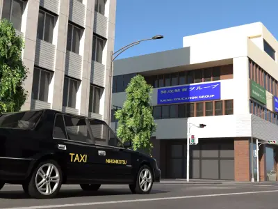 Japanese City Low-poly 3D model