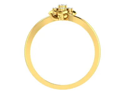 Light Weight Yellow Gold Diamond Ring  -R-4187  3D print model