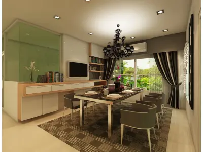 single house living 3D model