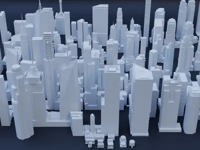 Low poly Buildings unique kitbash bundle 3D model