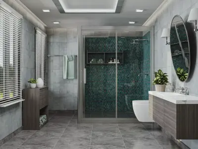 Bathroom Interior Scene and Fixtures Collection 3D model