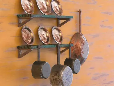 DIRT PLATES AND SAUCEPANS Low-poly 3D model