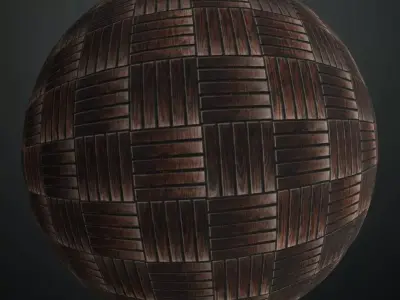 Dark Oak Basketweave Parquet Flooring PBR Seamless Texture