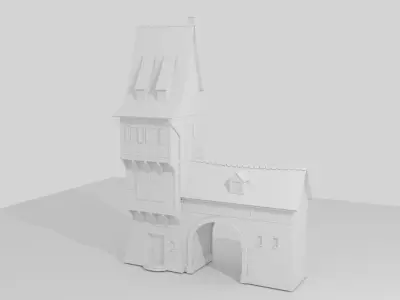 Cartoon medieval house 4 3d Low-poly 3D model