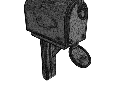 Weathered Mailbox on Wooden Post Low-poly 3D model