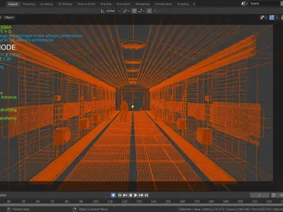 dead space sci-fi corridor Low-poly 3D model
