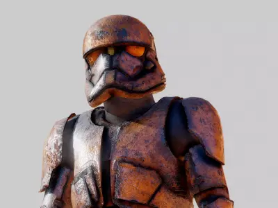 Desert Trooper RIGGED Low-poly 3D model