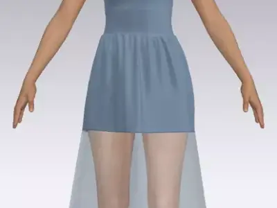 Ice blue light color and shoulder dart bra and belt dart  Low-poly 3D model