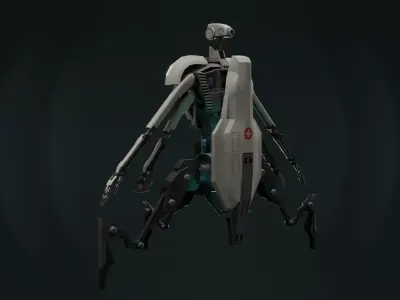 Med-droid futuristic looking robot Low-poly 3D model