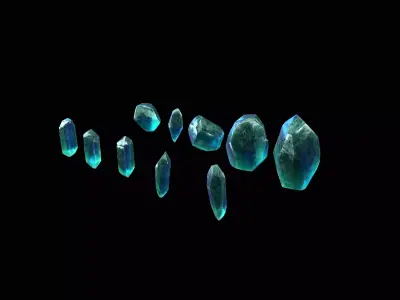 Crystal Low Poly Pbr Set emerald stone Low-poly 3D model