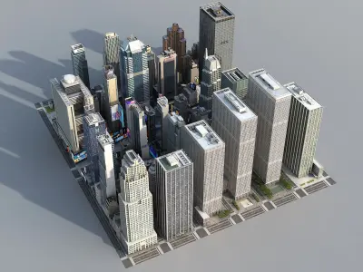  Manhattan District Times Square B Low Poly 