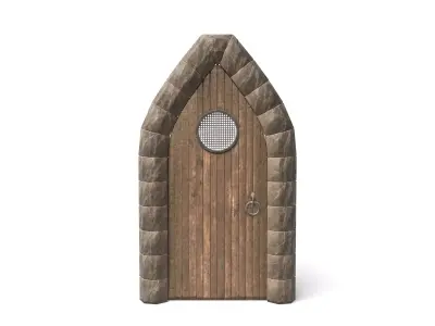 Small Medieval Wooden Door With Pointed Arch Low-poly 3D model