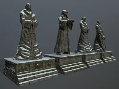 statue set of person 3D Model Pack