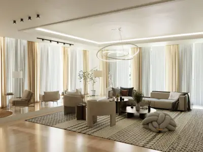 Scene interior with fully well make furniture 3D model