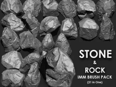STONE AND ROCK MEGA PACK 4 IN ONE - 87 BRUSHES 3D model