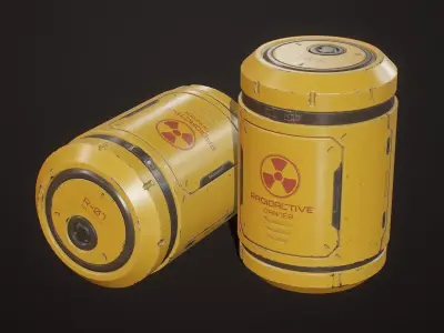 Sci-Fi Radioactive Barrel 6 Color Options LODs - PBR Game Ready Low-poly 3D model