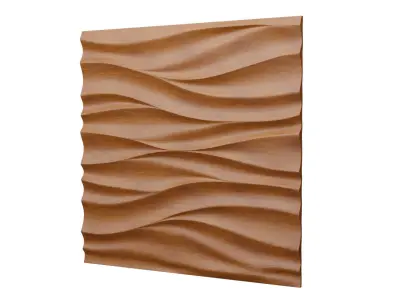 3D Panel wooden wall with waves 3D model