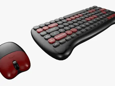 Wireless Keyboard Mouse Set Night Black Version  3D model