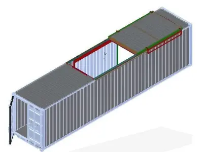 40 feet modified container with top and side sliding door 3D model