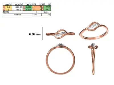 Women Light Weight Ring STL OBJ FBX JCD Details 3D print model