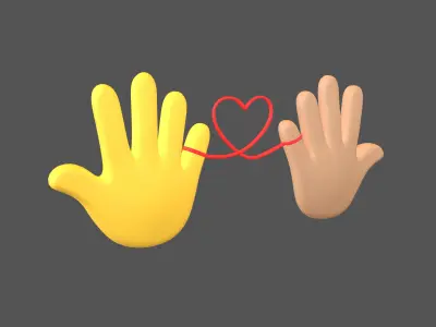 Hand with Red Line Icon v1 035 Low-poly 3D model