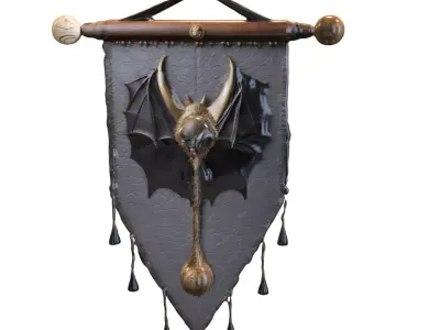 Dark Dragon Wall Banner Low-poly 3D model