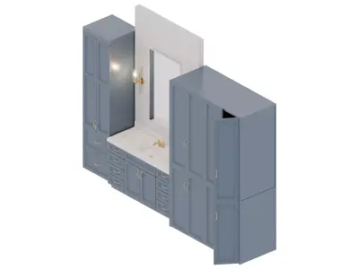 blue Bathroom Cabinet Free low-poly 3D model