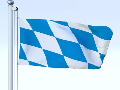 Animated Bavaria German State Flag Low-poly 3D model