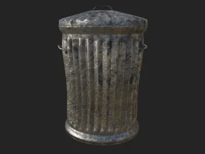 Trash Can Game Ready PBR Low-poly 3D model