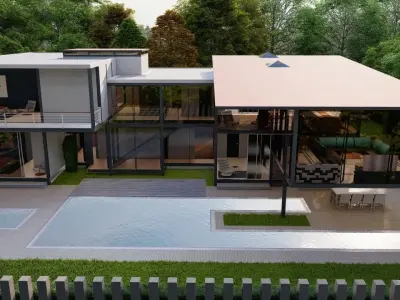Casa Scene-villa-modern house 3D model 37