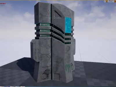 Sci-fi Computer station model Low-poly 3D model