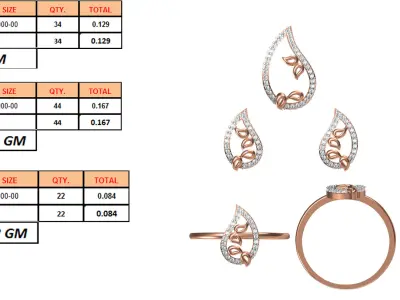 Light wt Ring Earrings Pendant set 3dm stl 1-render details 3D print model 20