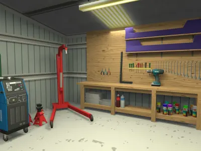 Garage low-poly 3D model Low-poly 3D model