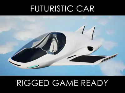 Futuristic Car Consept High Quality Rigged 3D Low-poly 3D model