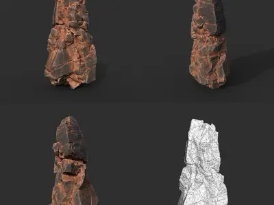 Low poly Black Yellow Cliff Modular 211126 Low-poly 3D model