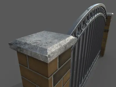 fence 2 wrought iron gate Low-poly 3D model