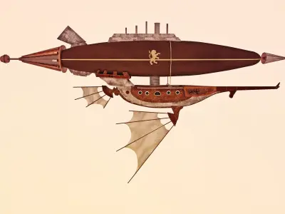 Air ship steampunk 3D model
