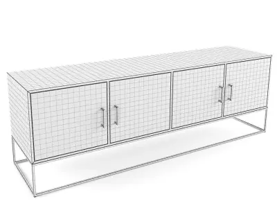 Lyle low cabinet in solid mango wood with doors 3D model