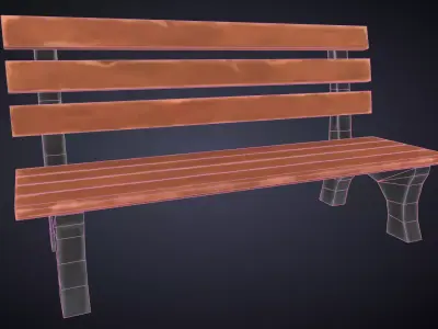 Bench Handpaint Low-poly 3D model