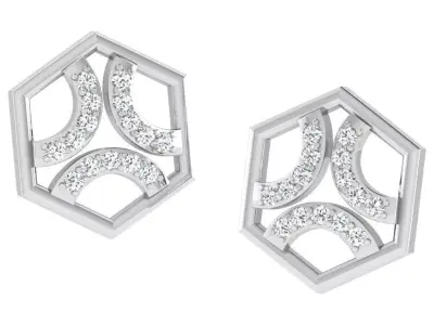 Gold Diamond Women Earring 3D print Model 3D print model 63